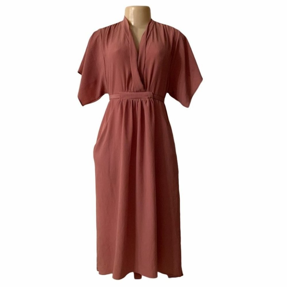 ZARA Short Sleeve Plush Pink Maxi Dress Size XS